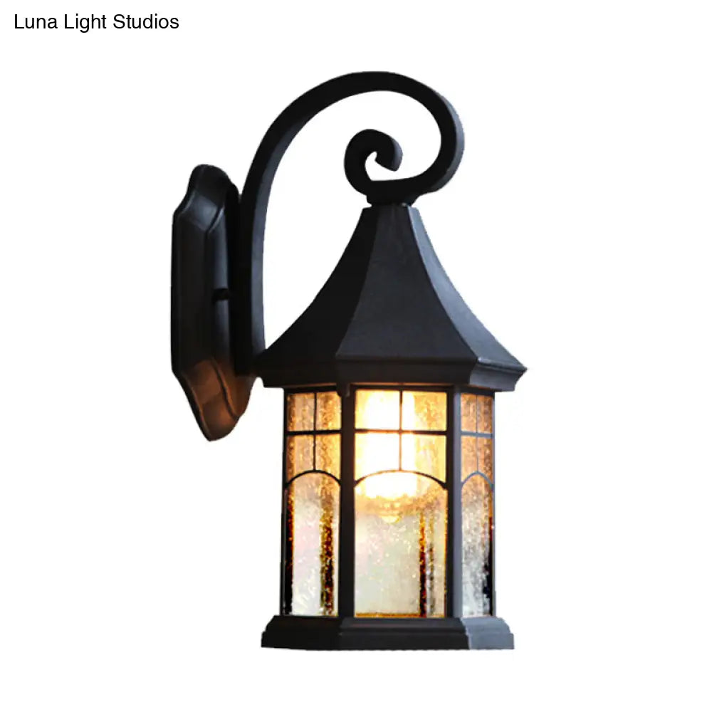 Outdoor Wall Sconce with Textured Glass Shade – Downward-Facing Rustic Porch Light for Entry, Patio & Garage – Hardwired E26 Socket