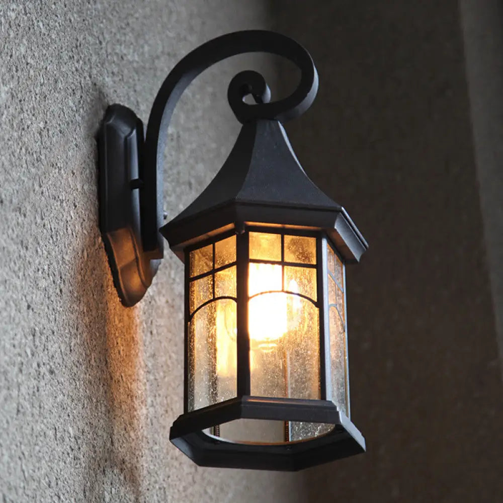 Outdoor Wall Sconce with Textured Glass Shade – Downward-Facing Rustic Porch Light for Entry, Patio & Garage – Hardwired E26 Socket