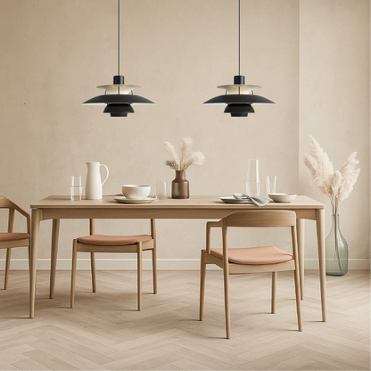 Layered Aluminum Ceiling Fixture Black 20 in Diameter for Kitchen Islands Dining Areas Modern Nordic Style Overhead Lighting E27 Socket Diff