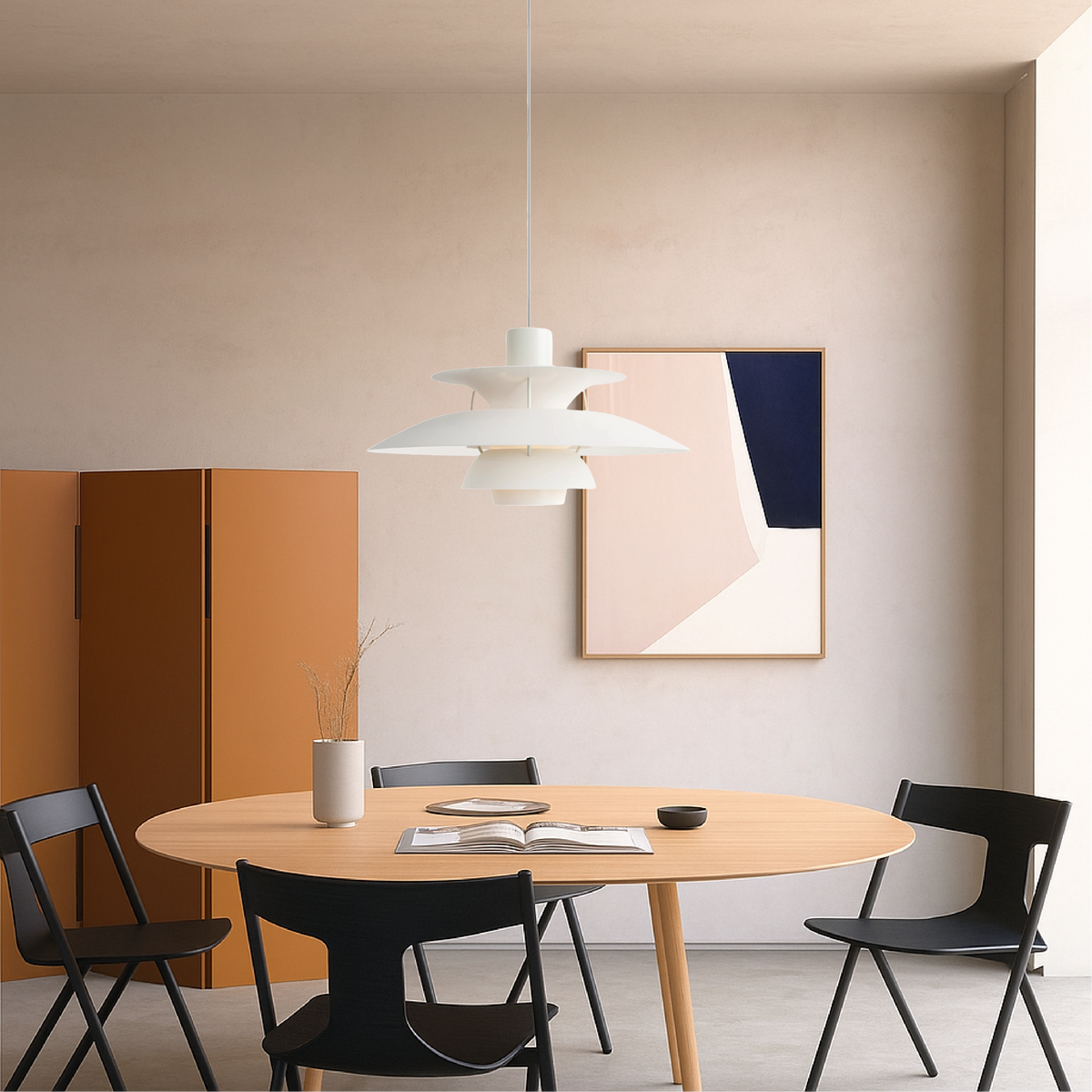 Layered Aluminum Hanging Lamp 12 in Diameter Contemporary Overhead Fixture for Kitchens and Dining Spaces E27 Socket Black Finish Modern Hom