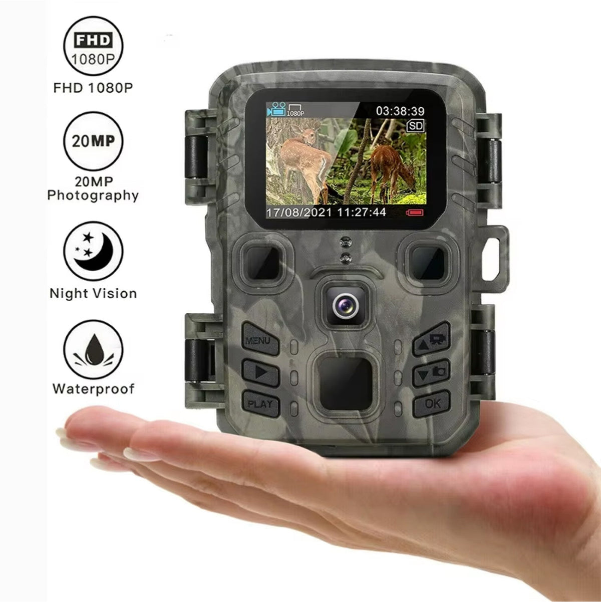 Outdoor Wildlife Camera with WiFi Streaming & Night Vision – 20MP Trail Cam for Property Monitoring & Nature Observation