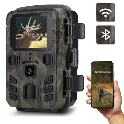WiFi Trail Camera with Night Vision & Motion Sensor for Outdoor Wildlife Observation & Property Security Monitoring
