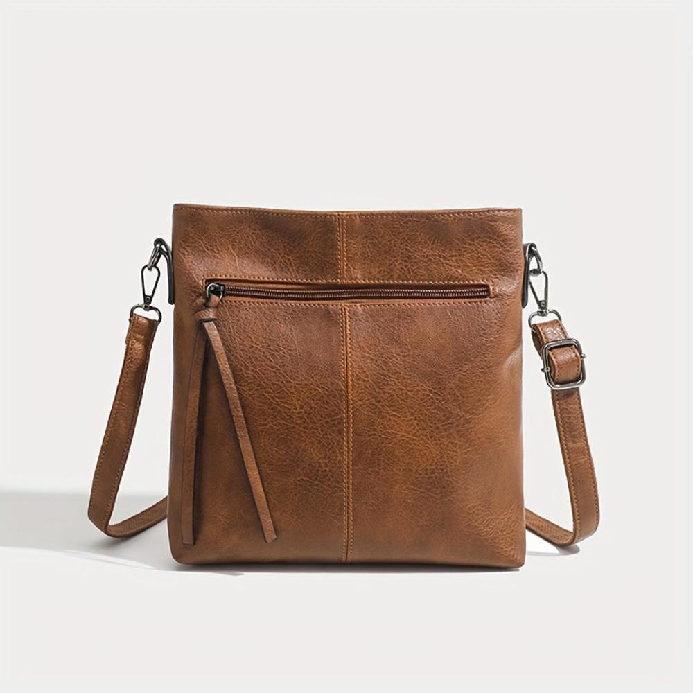 Vintage-Inspired Boxy Crossbody Purse for Women – Compact Shoulder Bag with Zipper Closure for Everyday Carry, Casual Outings & Errands
