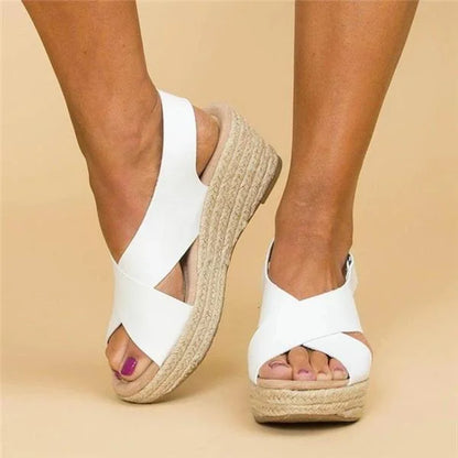 Women's Orthopedic Wedge Espadrilles with Elastic Straps – Cushioned Slip-On Summer Shoes for All-Day Comfort, Casual Outdoor Walking