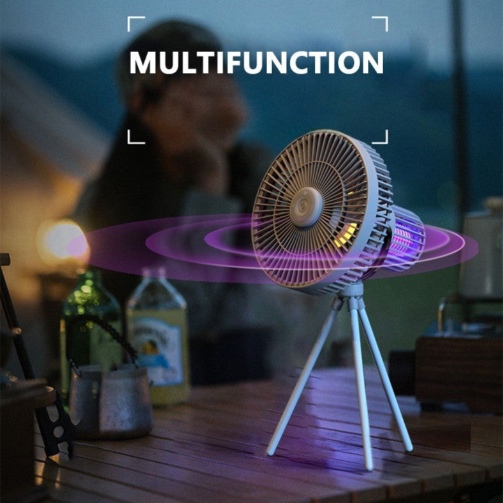 Outdoor Mood Light | Portable Fan with LED Ambiance & Rechargeable Battery | Ideal for Summer Nights Camping