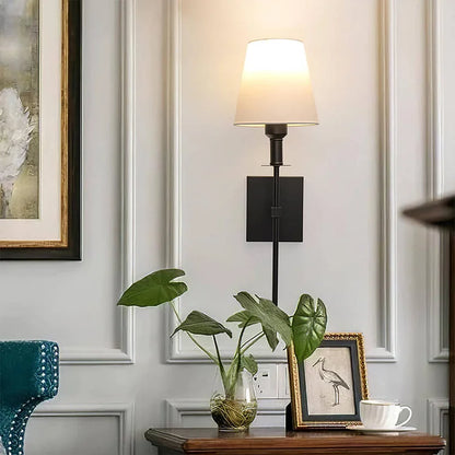 Cordless Battery-Powered Sconce with Remote 23 in Iron Fabric Indoor Outdoor Adjustable Reading Wall Light for Bedroom Living Room Patio Gar