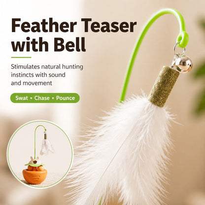 Ortekor Interactive Wobble Cat Toy for Indoor Cats - Treat-Dispensing Feather Teaser That Keeps Cats Busy