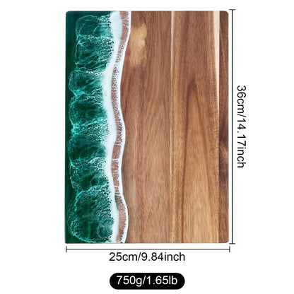 Waver Cutting Board - Acacia Wood with Ocean Resin Inlay, Multi-Purpose Chopping Board