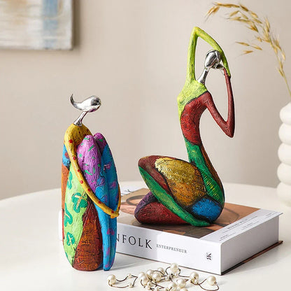 Resin Figurine Statue for Shelves Tabletop Display Home Decor Accent Piece Modern Contemporary Art Object for Living Room Bedroom Office