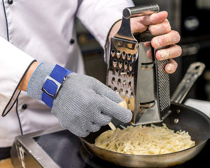 Cut-Resistant Mesh Gloves with Adjustable Wrist Strap for Kitchen, Fishing & Industrial Work | Safety Hand Protection