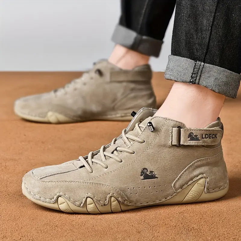 Men's Waterproof High-Top Sneakers with Elastic Slip-On Design - Durable Rubber Sole Boots for Street Style & All-Weather Wear
