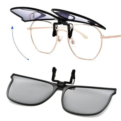 Polarized Clip-On Sunglasses for Prescription Glasses – Flip-Up Magnetic Lens Attachment UV400 Protection for Driving Outdoor Activities Eye
