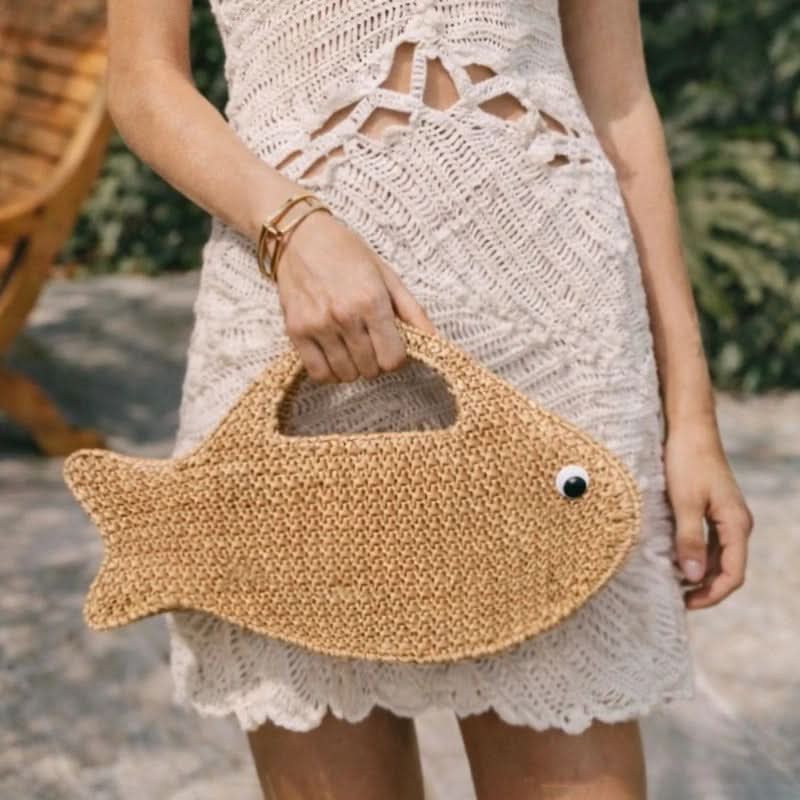 SEAFLARE – Fish Shape Raffia Clutch Bag