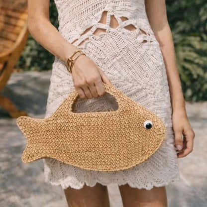 SEAFLARE – Fish Shape Raffia Clutch Bag
