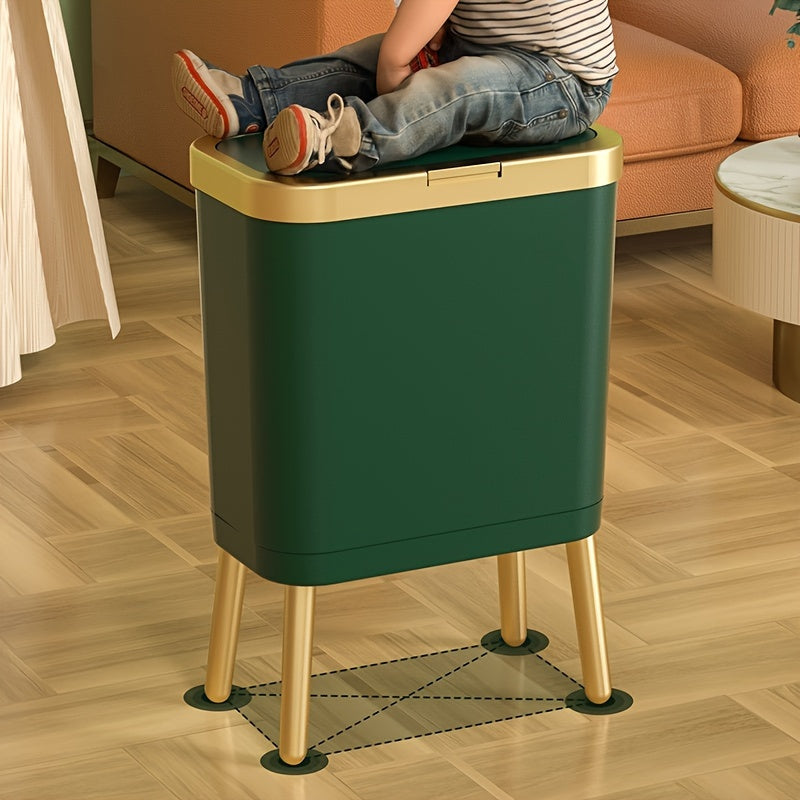 4-Gallon Pedestal Trash Can with Odor-Sealing Flip Lid – Slim Rectangular Waste Basket on Legs for Kitchen, Bathroom, Bedroom – Modern