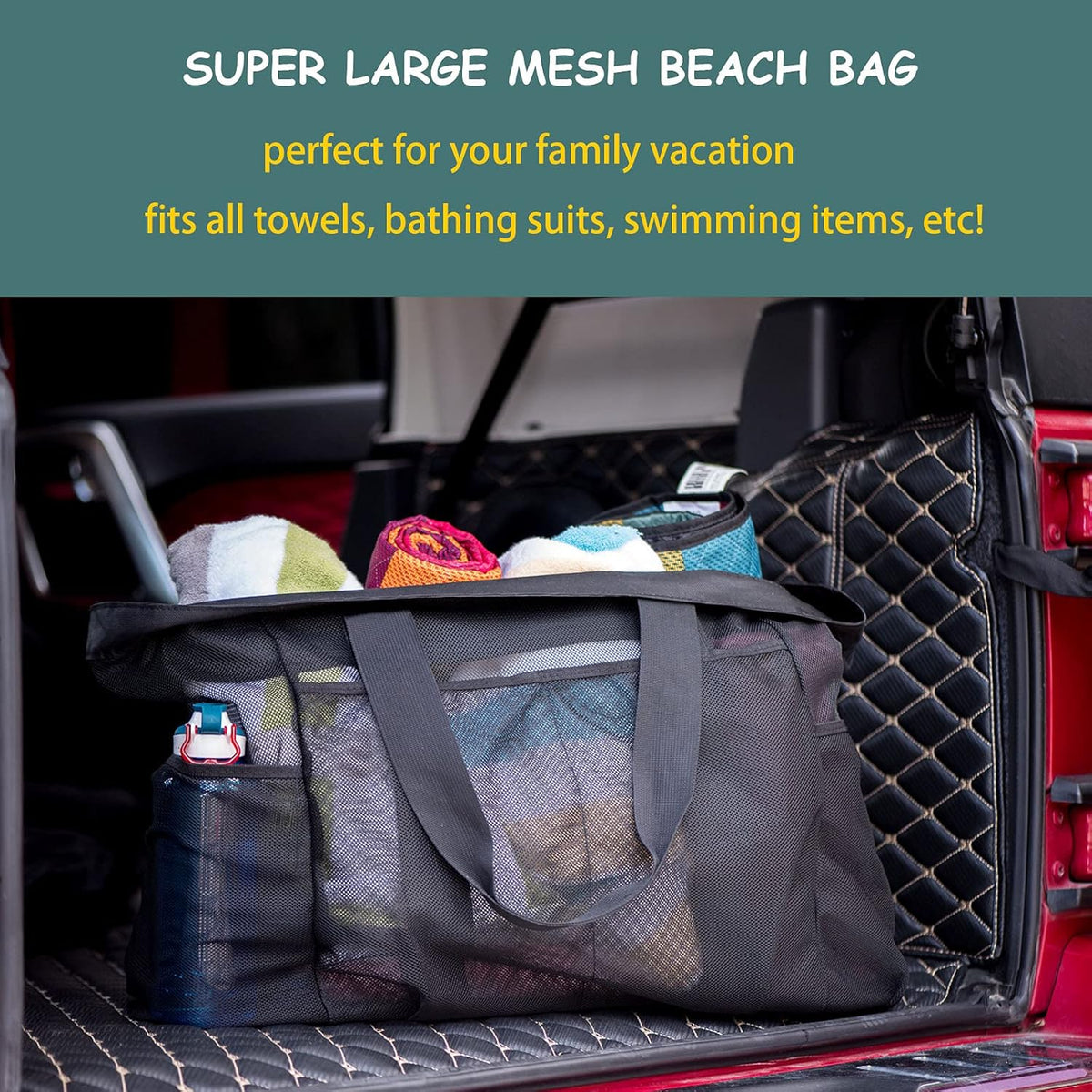 Oversized Breathable Carryall Bag with Secured Pocket for Summer Outings, Pool Days & Family Trips