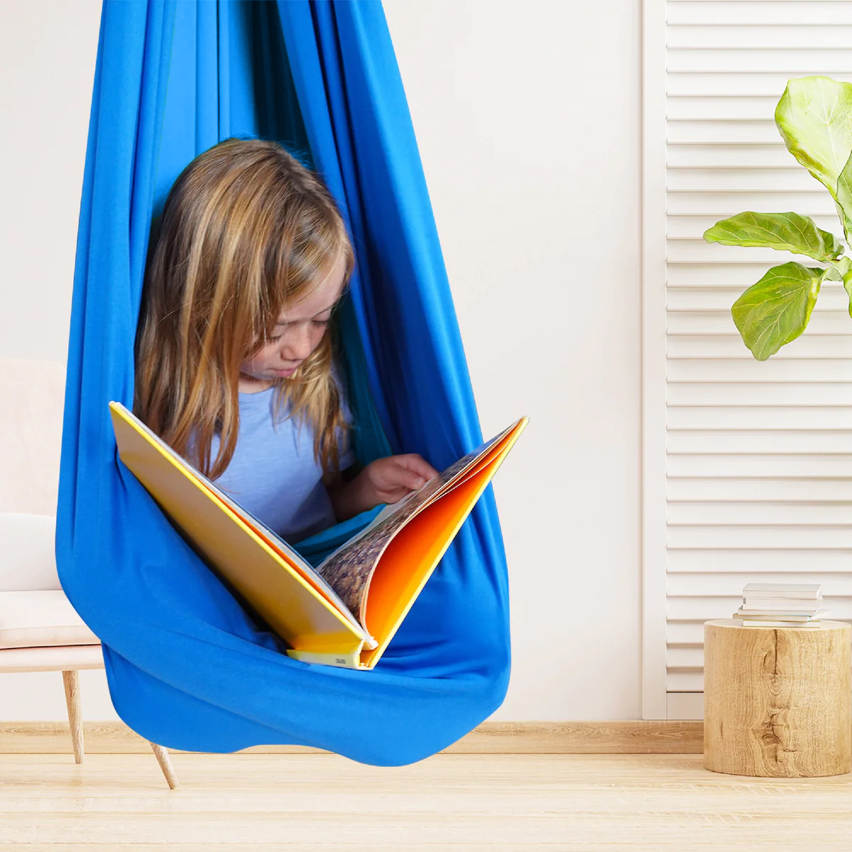 Indoor Sensory Swing for Kids – Cocoon Hammock Chair for Calming & Focus – Cotton Hanging Seat for Children's Play Room, Bedroom, Therapy