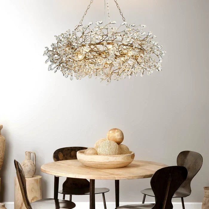 Round Multi-Light Statement Chandelier 39-60 in 6-12 Sockets Metal Crown for Dining Room Foyer Entryway Living Room