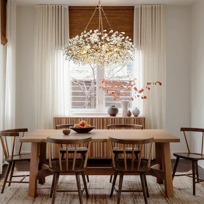 Round Multi-Light Statement Chandelier 39-60 in 6-12 Sockets Metal Crown for Dining Room Foyer Entryway Living Room