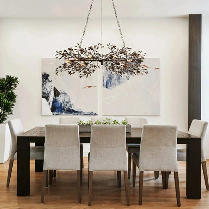 Crystal Branch Chandelier 8-10 Light Linear Fixture for Dining Room Gold Silver Bronze Finish