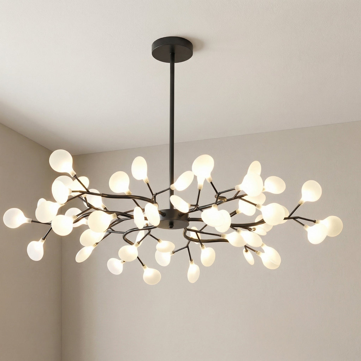 Branch Chandelier with Acrylic Globes – Cascading LED Statement Light for Dining Room & Living Room – Modern Tree Design – Warm White