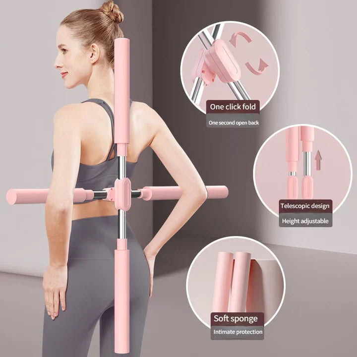 Posture Corrector Bar for Yoga Stretching and Back Alignment with Foam Grip for Home Workouts