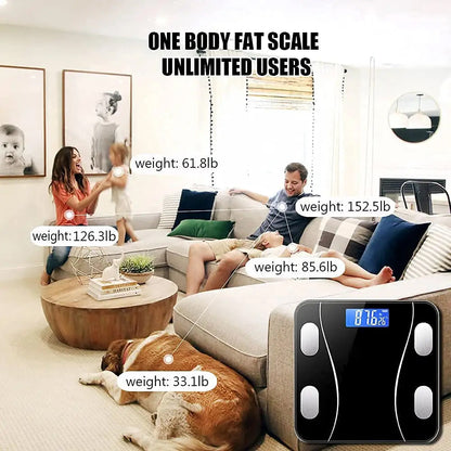 Smart Body Composition Scale Bluetooth Health Tracker 13+ Metrics Weight BMI Fat Muscle Mass Monitor Temperature Sensor App Sync Family