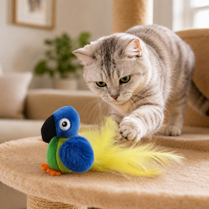 Ortekor Rechargeable Interactive Cat Toy - Flapping Bird, Plush Animal & Motion Activated Toys for Indoor Cats