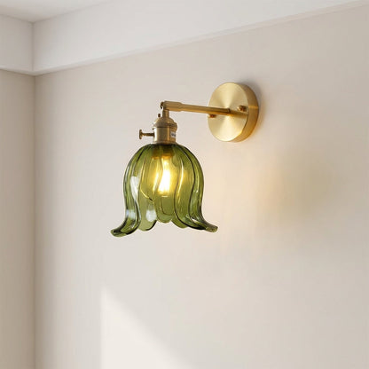 Glass Flower Wall Sconce Light Fixture – Handblown Bloom Design for Living Room, Hallway & Bedroom – Warm 3000K LED – 6 in Diameter