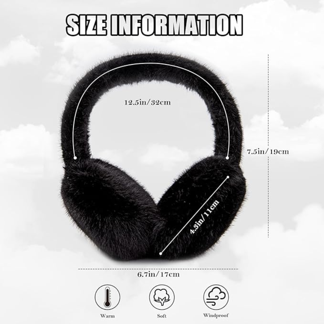 Foldable Winter Earmuffs with Plush Synthetic Fur for Women & Men – Adjustable Compact Ear Covers for Cold Weather