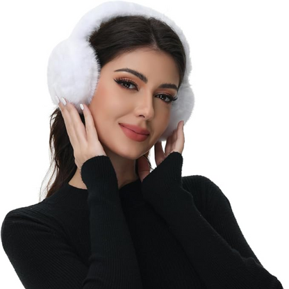 Foldable Winter Earmuffs with Plush Synthetic Fur for Women & Men – Adjustable Compact Ear Covers for Cold Weather