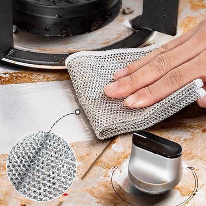 Stainless Steel Scouring Pads for Cast Iron Skillets Griddles Ovens Cookware 8×8 Inch Reusable Non-Scratch Wire Mesh Scrubber for Home Resta