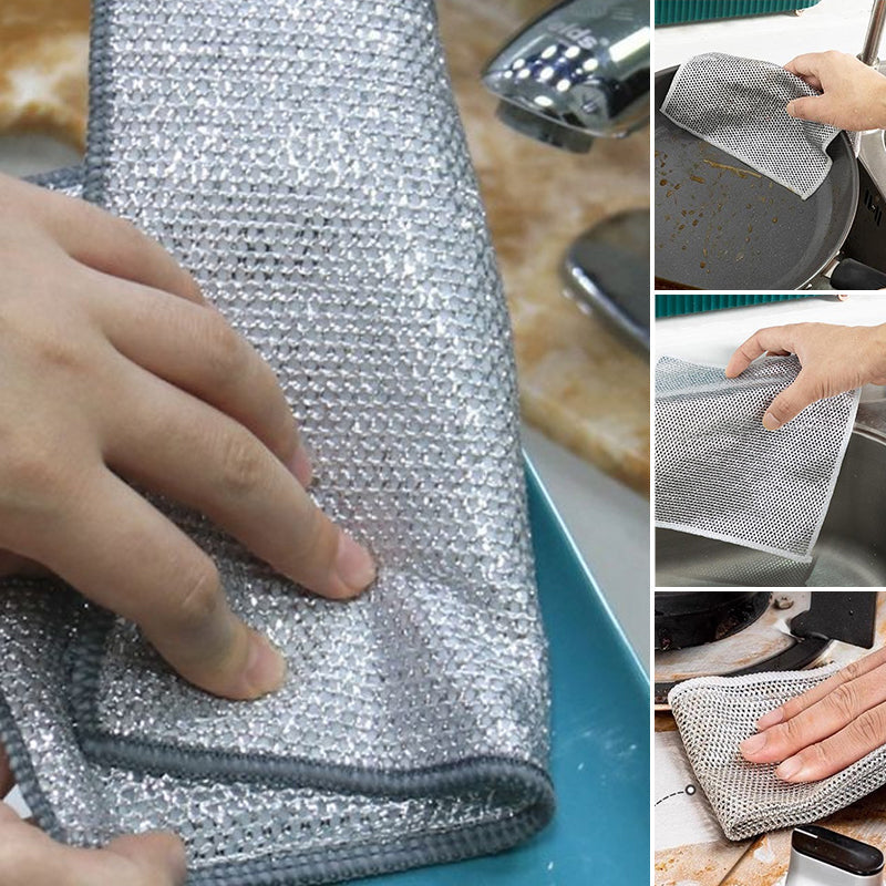 Nylon Mesh Dishcloth Set Safe for Nonstick Cookware Kitchen Cleaning Cloth Reusable Scouring Pad for Pots Pans Dishes Countertops
