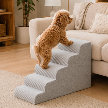 Ortekor High-Density Foam Pet Stairs for Small Dogs & Cats – Gentle Steps for Bed, Couch & Sofa, Non-Slip Washable Pet Steps to Reduce Jumping