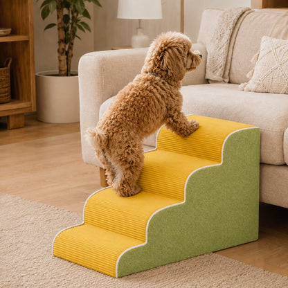 Ortekor High-Density Foam Pet Stairs for Small Dogs & Cats – Gentle Steps for Bed, Couch & Sofa, Non-Slip Washable Pet Steps to Reduce Jumping