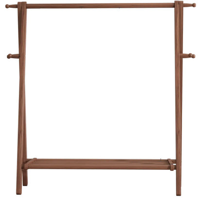 Freestanding Wood Garment Rack 59 in Tall with Hooks & Shelf for Entryway Clothes Hanging Storage Collapsible A-Frame Stand