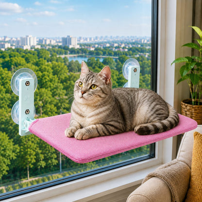 Ortekor Foldable Cat Window Hammock for Apartments - No-Drill Suction Perch for Sunny Naps Without Taking Up Floor Space