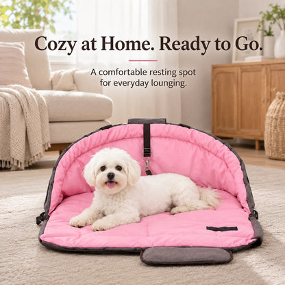 Ortekor 2-in-1 Foldable Dog Travel Bed & Carry Bag – Portable Cushioned Pet Bed for Road Trips, Car Rides & Home – Folds for Easy Travel & Cozy Rest Anywhere
