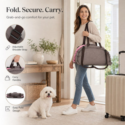 Ortekor 2-in-1 Foldable Dog Travel Bed & Carry Bag – Portable Cushioned Pet Bed for Road Trips, Car Rides & Home – Folds for Easy Travel & Cozy Rest Anywhere