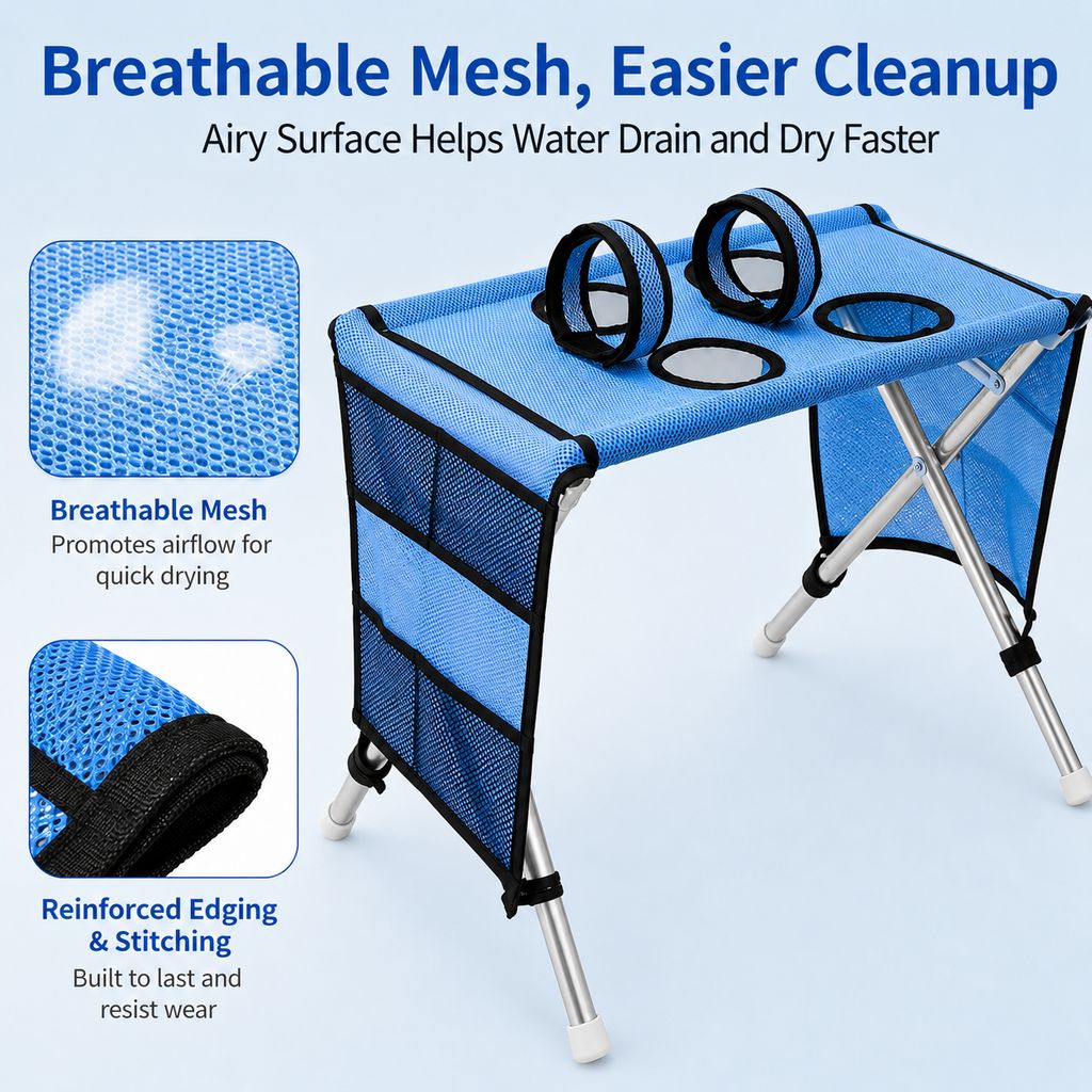Ortekor Foldable Pet Grooming Table with 4 Leg Openings - Steadier At-Home Bathing & Nail Trimming for Cats & Small Dogs