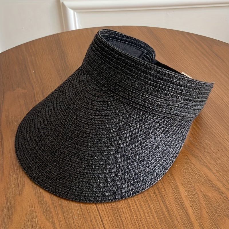 Women's Collapsible Summer Hat | Wide-Brim UVA/UVB Shield Packable Straw Beach Hat for Vacation Travel | Breathable Adjustable Fit