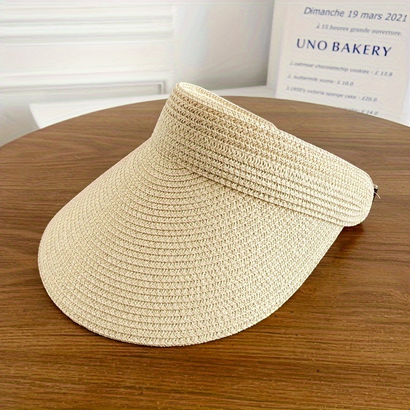 Women's Collapsible Summer Hat | Wide-Brim UVA/UVB Shield Packable Straw Beach Hat for Vacation Travel | Breathable Adjustable Fit