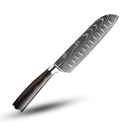 Professional Damascus Steel Kitchen Knife Set with Laminated Wood Handles – 10-Piece Culinary Collection