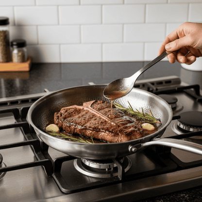 Titanium Skillet 11 Inch Uncoated Metal Surface Compatible Induction Gas Electric Ceramic Stovetop Kitchen Cookware Home Chef