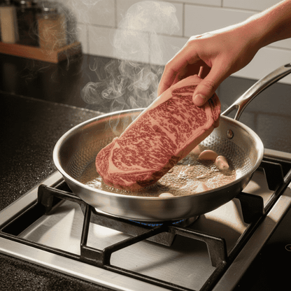 Titanium Skillet 11 Inch Uncoated Metal Surface Compatible Induction Gas Electric Ceramic Stovetop Kitchen Cookware Home Chef