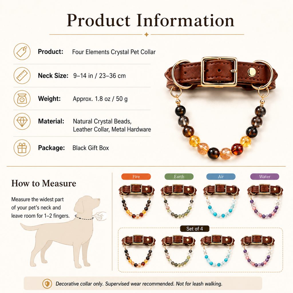 Ortekor Four Elements Crystal Pet Collar Gift Box for Cats & Small Dogs - Photo-Ready Astrology Pet Jewelry for Birthdays, Holidays & Meaningful Pet Gifts