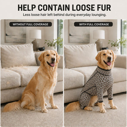 Ortekor Four-Leg Full-Body Dog Jumpsuit for Home & Outdoor Wear – Helps Contain Loose Fur & Everyday Dirt