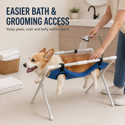 Ortekor Freestanding Foldable Pet Grooming Hammock Stand for Easier At-Home Nail Trimming – Dogs & Cats