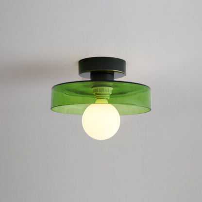 Geometric Glass Flush Mount Ceiling Light – Art Deco Style Fixture for Bedroom, Dining Room & Hallway – G9 LED Compatible – 9.5 in Diameter