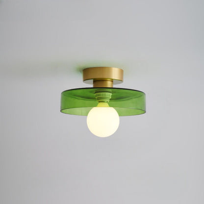 Geometric Glass Flush Mount Ceiling Light – Art Deco Style Fixture for Bedroom, Dining Room & Hallway – G9 LED Compatible – 9.5 in Diameter